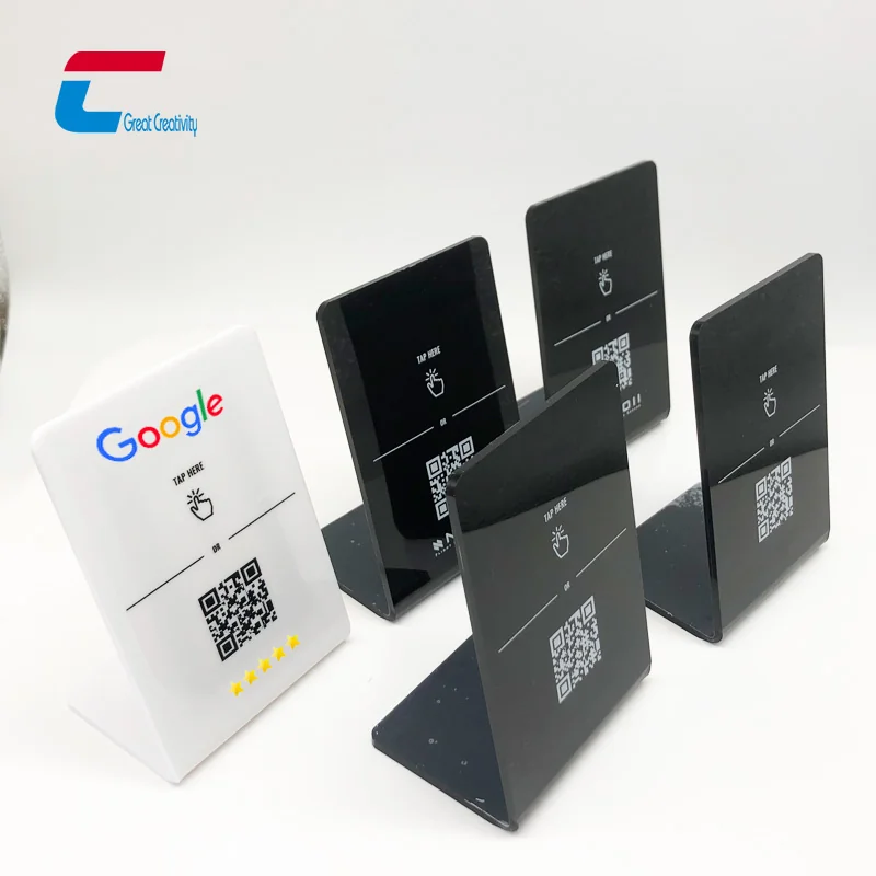 Google评论Nfc展示台折叠台亚克力Nfc展示台NTAG213 餐厅谷歌评论支架